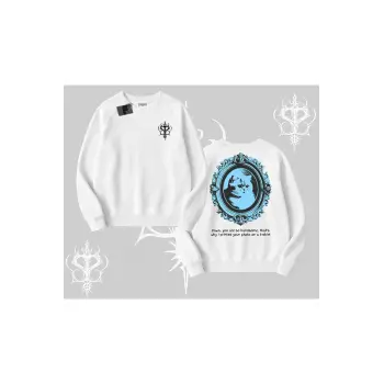 Çerçeveli Kedi Baskılı Biskilet Sweatshirt