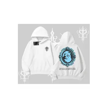 Çerçeveli Kedi Baskılı Kapşonlu Sweatshirt