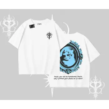 Çerçeveli Kedi Baskılı Oversize Tshirt