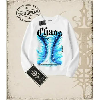 CHAOS Oversize Unisex Bisiklet Yaka Sweatshirt