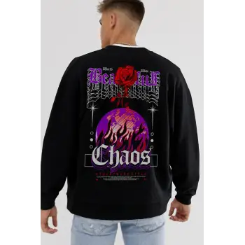 Chaotic Oversize Siyah Sweatshirt Tarzsokak140