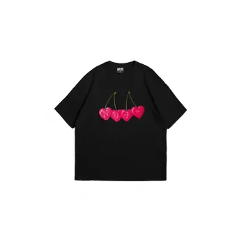 Cherry Nude Baskılı Oversize Unisex Premium Siyah
