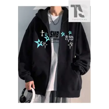 Chicago Star Sembol Sweatshirt Fermuarlı Hırka Siyah