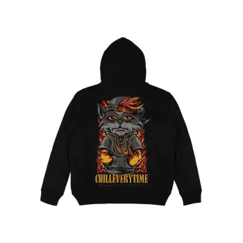 Chill Everytime Siyah Oversize Unisex Kapüşonlu Sweatshirt Hoodie