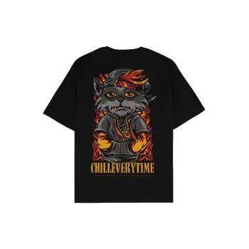 Chill Everytime Siyah Oversize Unisex T-shirt