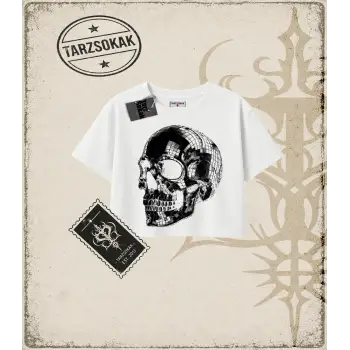CHROME SKULL Kadın Crop Tişört