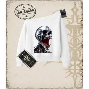CHROME SKULL Kadın Kayık Yaka Sweatshirt