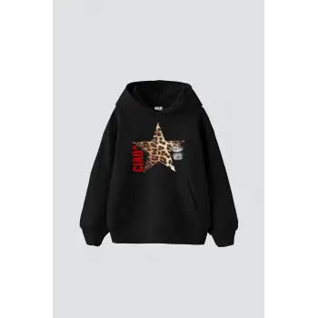 Ciao Yıldız Baskılı Oversize Unisex Siyah