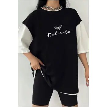 Çift Renk delicate  Baskılı Unisex Tshirt