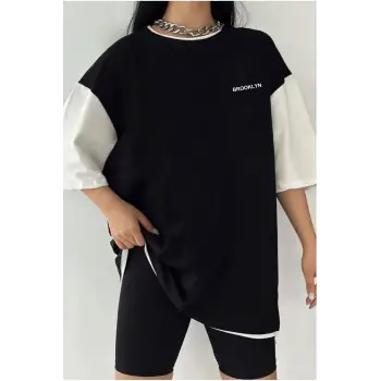 Çift Renk MİNİMAL BROOKLYN Baskılı Unisex Tshirt