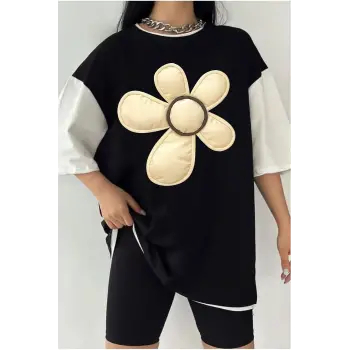 Çift Renk PAPATYA Baskılı Unisex Tshirt