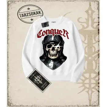 CONQUER   Oversize Unisex Bisiklet Yaka Sweatshirt