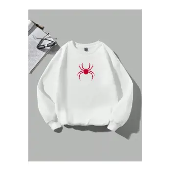 Coolane Bol Örümcek Desenli Sweatshirt Beyaz