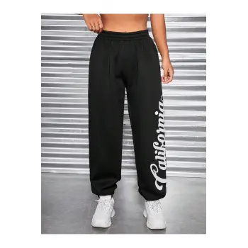 Coolane Letter Graphic Elastic Waist 4 Mevsim Eşofman