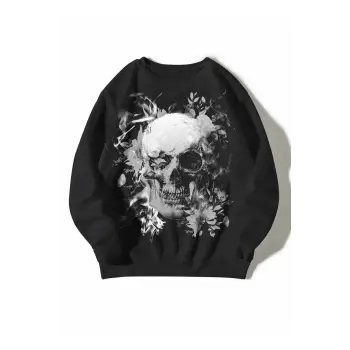 Coolane Skull Print Drop Shoulder Sweatshirt Siyah