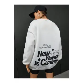 Coolane Sloganlı Grafik Düşük Sweat Beyaz
