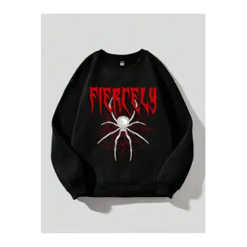 Coolane Spider & Letter Grafikli Termal Astarlı Sweat Siyah