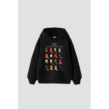 Cowboy Boots Baskılı Oversize Unisex Siyah