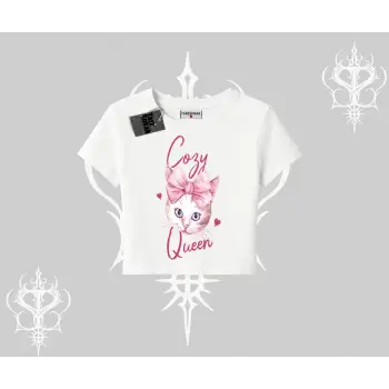 Cozy Queen Kedi Baskılı Babby Tee Tshirt