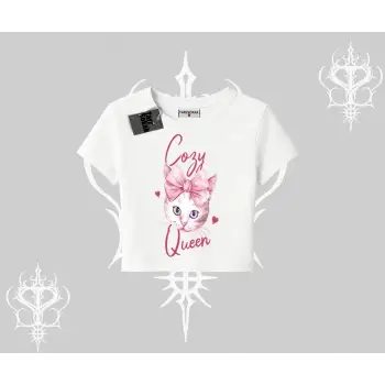 Cozy Queen Kedi Baskılı Babby Tee Tshirt - Çocuk