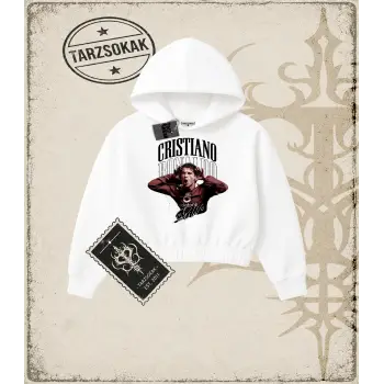 CR7 FRONT Kadın Crop Kapşonlu Sweatshirt