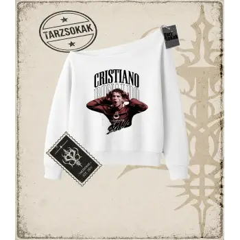 CR7 FRONT Kadın Kayık Yaka Sweatshirt