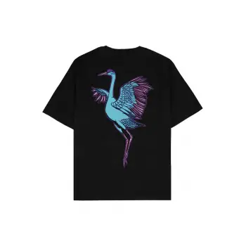 Crane Siyah Oversize Unisex T-shirt
