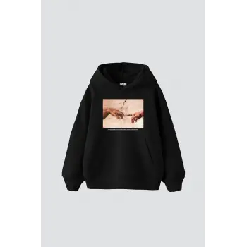 Creation of Adam Baskılı Oversize Unisex Siyah