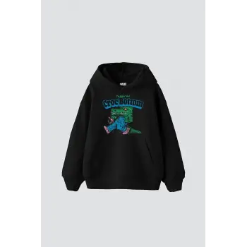 Croc Bottom Baskılı Oversize Unisex Premium Siyah