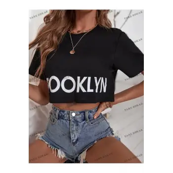 Crop CKOD-232913 Harf Grafikli Kırpma