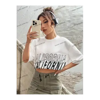 Crop CKOD-232913 Mektup Baskılı Kadın