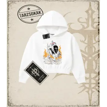 CRUSADER Kadın Crop Kapşonlu Sweatshirt