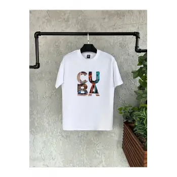 Cuba Baskılı Beyaz Erkek