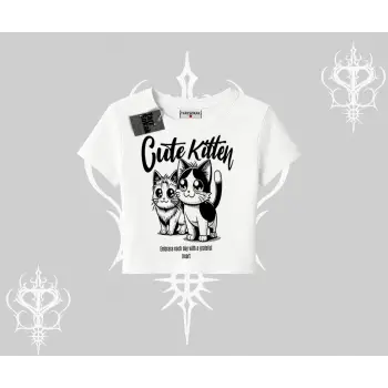 Cute Kitten Yazılı Sevimli Kedi Baskılı Babby Tee Tshirt