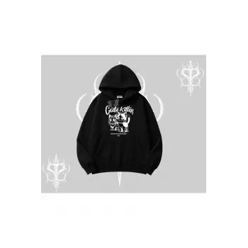 Cute Kitten Yazılı Sevimli Kedi Baskılı Kapşonlu Sweatshirt