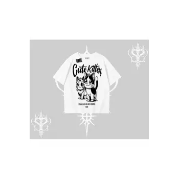 Cute Kitten Yazılı Sevimli Kedi Baskılı Oversize Tshirt