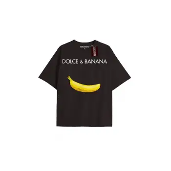 D BANANA Unisex Oversize Yazılı Tshirt SİYAH