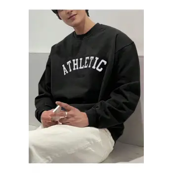 DAZY Letter Graphic Drop Shoulder Sweatshirt Siyah
