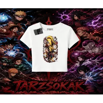 Deidara Naruto Anime Karakteri Kadın Baby Tee Beyaz