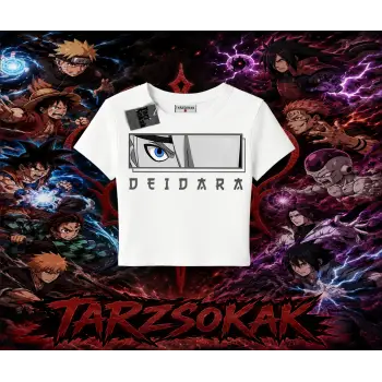 Deidara Naruto Anime Karakteri Kadın Baby Tee Beyaz