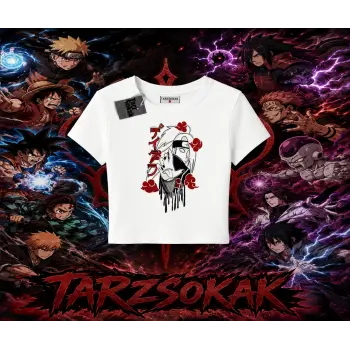 Deidara Naruto Anime Karakteri Kadın Baby Tee Beyaz