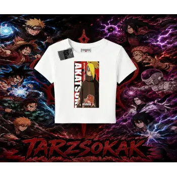 Deidara Naruto Anime Karakteri Kadın Baby Tee Beyaz