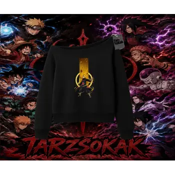 Deidara Naruto Anime Karakteri Kadın Kayık Yaka Sweatshirt Beyaz