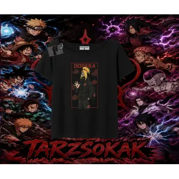 Deidara Naruto Anime Karakteri Kadın Kayık Yaka Tişört Beyaz