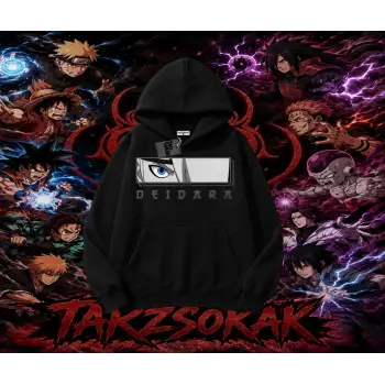 Deidara Naruto Anime Karakteri Oversize Unisex Kapşonlu Sweatshirt Beyaz
