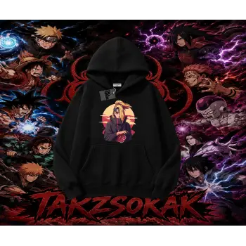 Deidara Naruto Anime Karakteri Oversize Unisex Kapşonlu Sweatshirt Beyaz