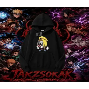 Deidara Naruto Anime Karakteri Oversize Unisex Kapşonlu Sweatshirt Beyaz