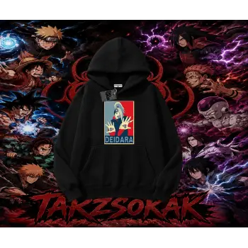 Deidara Naruto Anime Karakteri Oversize Unisex Kapşonlu Sweatshirt Beyaz