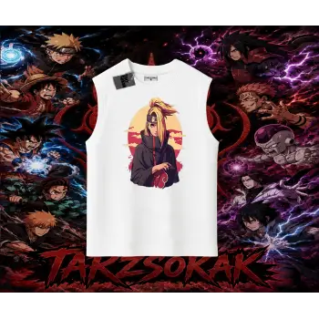 Deidara Naruto Anime Karakteri Oversize Unisex Kolsuz Tişört Beyaz