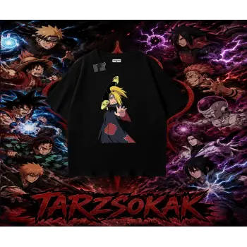 Deidara Naruto Anime Karakteri Oversize Unisex Tişört Beyaz